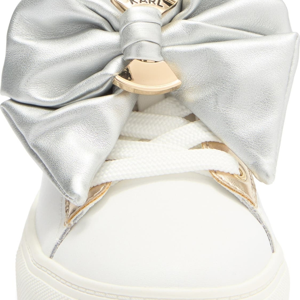 Karl Lagerfeld White and Silver Bow Sneakers - Picture 6 of 13